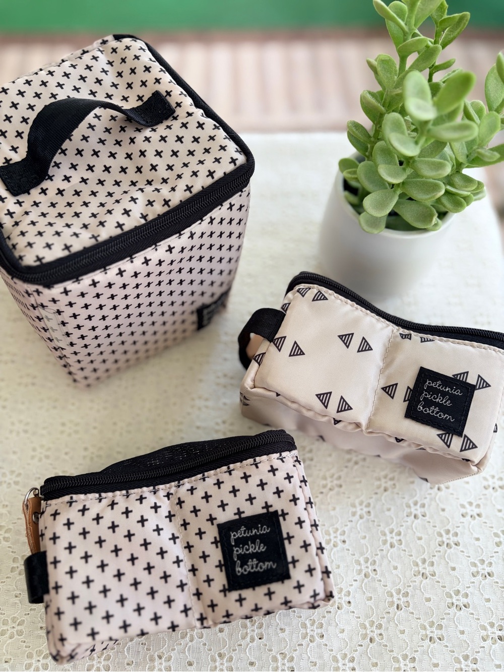 3 Petunia Pickle Bottom Zip Pixels diaper bag accessories packing cubes geo baby